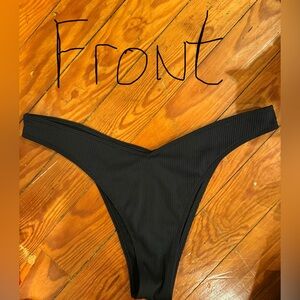Hollister Black Ribbed High-Cut Very Cheeky Bikini Bottom